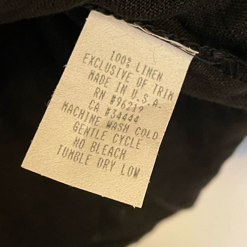 Willow 100% Linen Solid Black Button Down Blouse … - image 4